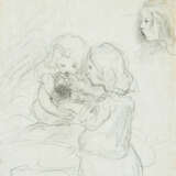 Josef Dannhauser /1805-1845) drawing black chalk on paper, children, estate stamp - фото 2