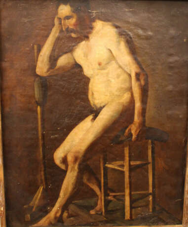 Orientalist 19.century, oil canvas, reverse male nude, - Foto 2