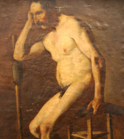 Orientalist 19.century, oil canvas, reverse male nude, - photo 3