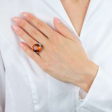 Juwelier Wilm. Außergewöhnlicher Vintage Citrin Brillant Ring. - photo 5