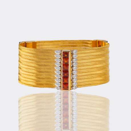 Juwelier Wilm. Exzeptionelles Vintage Goldarmband mit Citrinen und Brillanten. - Foto 1