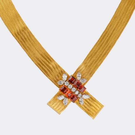 Juwelier Wilm. Exzeptionelles Vintage Goldcollier mit Citrinen und Brillanten. - Foto 1