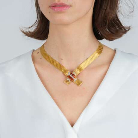 Juwelier Wilm. Exzeptionelles Vintage Goldcollier mit Citrinen und Brillanten. - Foto 4