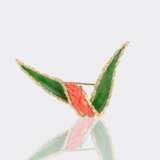 Juwelier Wilm. Vintage Emaille Koralle Brosche. - Foto 1