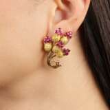 Paar Vintage Rubin Blüten-Ohrringe. - photo 2