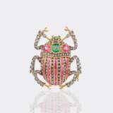 Farbedelstein Brosche 'Skarabäus'. - photo 1