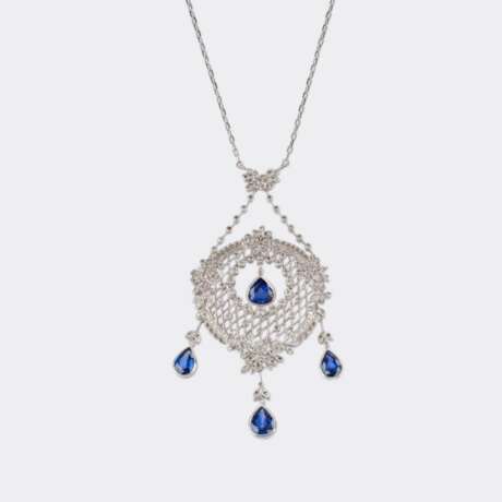 Feines Saphir Diamant Collier. - фото 2