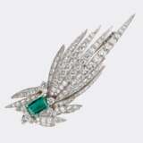 Juwelier Wilm. Exzellente Vintage Smaragd Diamant Blüten-Brosche. - photo 1