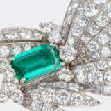 Juwelier Wilm. Exzellente Vintage Smaragd Diamant Blüten-Brosche. - photo 3