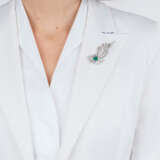 Juwelier Wilm. Exzellente Vintage Smaragd Diamant Blüten-Brosche. - photo 4