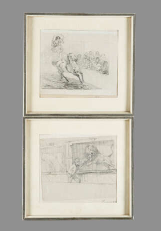 Theodor Hosemann (1807-1875) Two circus drawings, black chalk on paper, framed signed - Foto 1