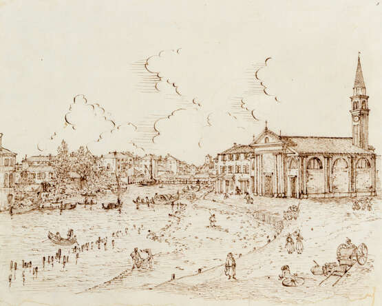 Venetian school, Canal, black ink on paper 18./19.century - Foto 2