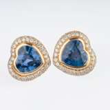 Paar hochfeiner Saphir Brillant Ohrclips 'Herzen'. - photo 1