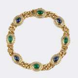 Panzerarmband mit Brillanten, Smaragden und Saphiren. - photo 1