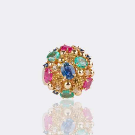 Großer Farbedelstein Cocktailring. - photo 1