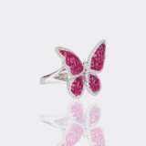 Aparter Rubin Brillant Ring 'Schmetterling'. - photo 2