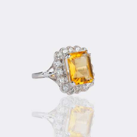 Citrin Ring mit Brillant Besatz. - photo 2