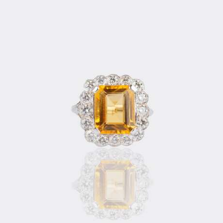 Citrin Ring mit Brillant Besatz. - photo 3