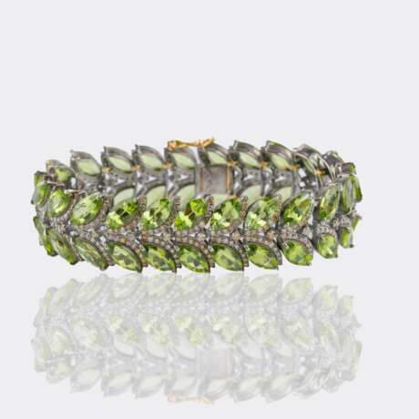 Hochkarätiges Peridot Armband mit Brillant-Besatz. - Foto 1