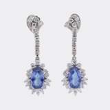 Paar Brillant Ohrringe mit Wechselhänger von Südseeperlen und Tansaniten. - photo 1