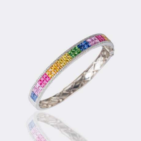 Rainbow Armreif mit farbigen Saphiren, Rubinen und Brillanten. - Foto 1