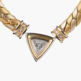 Bicolor Goldcollier mit Trillant-Diamant. - photo 2