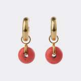 Paar Gold Creolen mit 5 Wechselhängern. - Foto 3