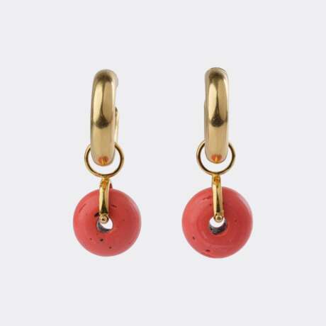 Paar Gold Creolen mit 5 Wechselhängern. - Foto 3 Paar Gold Creolen mit 5 Wechselhängern. - Foto 3