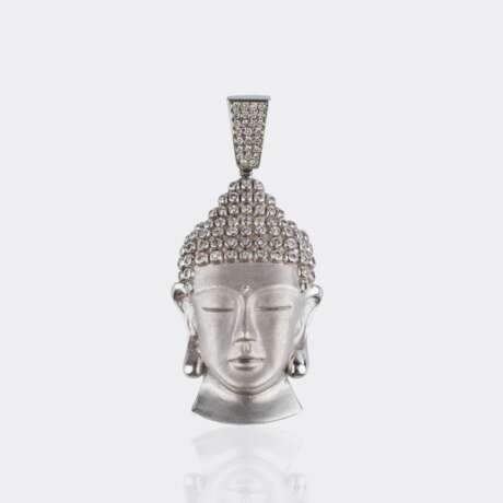 Diamantbesetzter Buddha-Kopf als Anhänger. - Foto 1