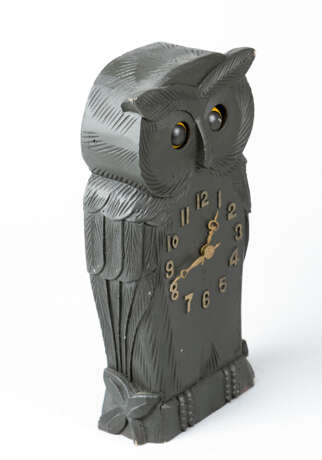 Eye turning clock, owl, wood carved, original movement, 20.century - фото 3