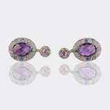 Paar Amethyst Diamant Ohrhänger mit Saphiren. - фото 2