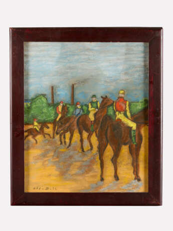 Artist 20.Century, horse riders, pastel on paper, framed, signed - фото 1