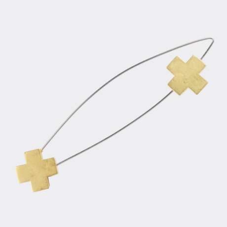 Hadfried Rinke Goldschmied, Worpswede. Lange Stabbrosche mit Gold Kreuzen. - photo 1