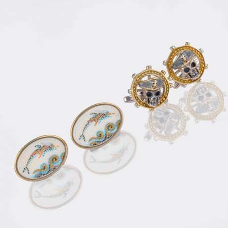 Zwei Paar Manschettenknöpfe 'Pirat' und 'Fisch'. - Foto 1