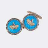 Erik August Kollin (Finnland 1836 - 1901). Paar russischer Diamant Rubin Manschettenknöpfe mit zaristischer Krone. - Foto 1