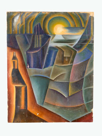 Czech school around 1920/30 cubist composition. Traces of signature oil on paper laid on board, - photo 1