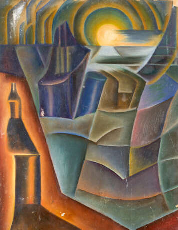 Czech school around 1920/30 cubist composition. Traces of signature oil on paper laid on board, - photo 2