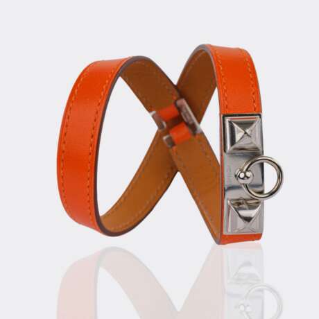 Hermès gegr. 1837 Paris. Rivale Double Tour Armband Orange. - photo 3