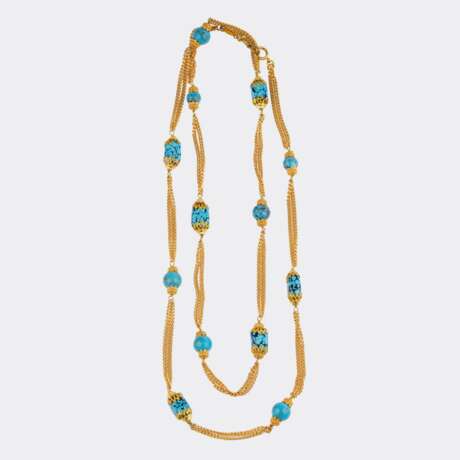 Chanel gegr. 1910 Paris. Faux Türkis Vintage Sautoir. - photo 1 Chanel gegr. 1910 Paris. Faux Türkis Vintage Sautoir. - photo 1