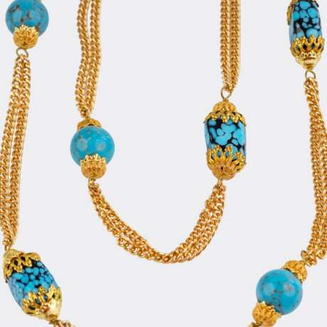 Chanel gegr. 1910 Paris. Faux Türkis Vintage Sautoir. - photo 2 Chanel gegr. 1910 Paris. Faux Türkis Vintage Sautoir. - photo 2