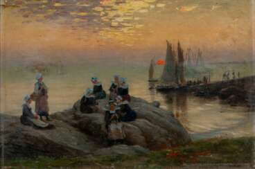 Alfred Guillou (Concarneau 1844 - Paris 1926). Abend in der Bretagne.