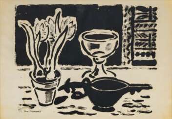 Karl Schmidt-Rottluff (Rottluff 1884 - Berlin 1976). Stillleben mit Krokustopf.