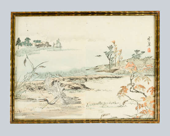 6 Asian woodcuts, coloured, framed - фото 2