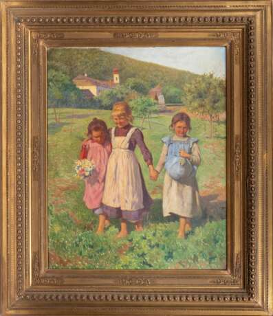 Karl Feiertag (Klosterneuburg 1874 - Klosterneuburg 1944). Glückliche Mädchen. - Foto 2 Karl Feiertag (Klosterneuburg 1874 - Klosterneuburg 1944). Glückliche Mädchen. - Foto 2