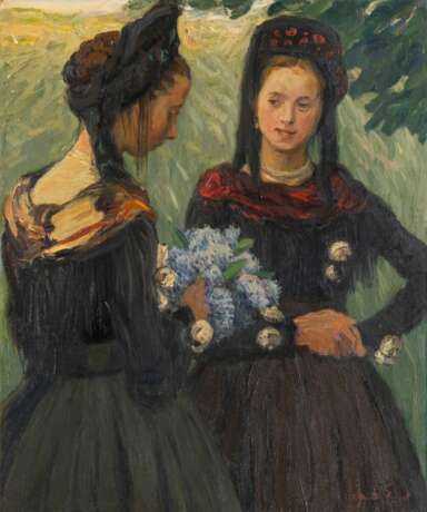 Otto Heinrich Engel (Erbach/Odenwald 1866 - Glücksburg 1949). Friesische Mädchen mit Fliederstrauß. - фото 1 Otto Heinrich Engel (Erbach/Odenwald 1866 - Glücksburg 1949). Friesische Mädchen mit Fliederstrauß. - фото 1