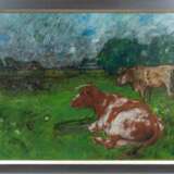 Hans Peter Feddersen (Westerschnatebüll 1848 - Kleiseerkoog 1941). Landschaft mit zwei großen Kühen. - photo 2