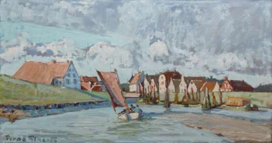 Poppe Folkerts (Norderney 1875 - Norderney 1949). Greetsiel - morgens. - Foto 1 Poppe Folkerts (Norderney 1875 - Norderney 1949). Greetsiel - morgens. - Foto 1