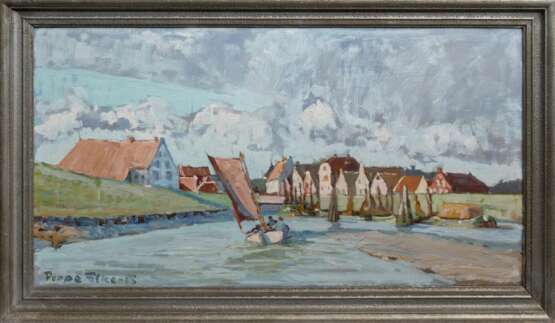 Poppe Folkerts (Norderney 1875 - Norderney 1949). Greetsiel - morgens. - Foto 2 Poppe Folkerts (Norderney 1875 - Norderney 1949). Greetsiel - morgens. - Foto 2