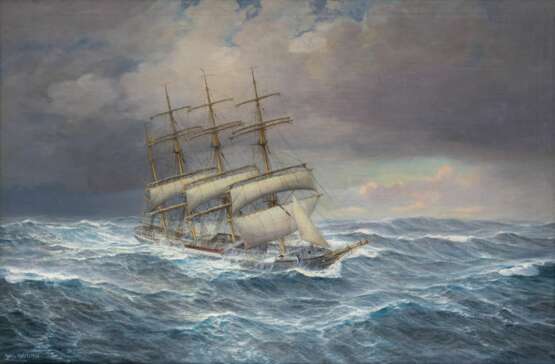 Johannes Holst (Hamburg-Altenwerder 1880 - Hamburg-Altenwerder 1965). Die Padua in schwerer See. - photo 1 Johannes Holst (Hamburg-Altenwerder 1880 - Hamburg-Altenwerder 1965). Die Padua in schwerer See. - photo 1