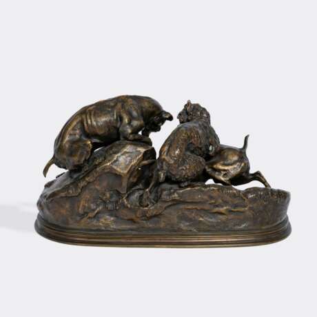 Pierre-Jules Mène (Paris 1810 - Paris 1879). 'Chiens au terrier'. - photo 3